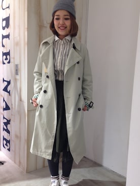 「DOUBLE NAME（ダブルネーム）のアイテム（トレンチコート）」を使った、YUKINKOさん（レディース・158cm）の冬コーディネート