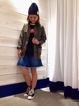 「DOUBLE NAME（ダブルネーム）のアイテム（ブルゾン）」を使った、YUKINKOさん（レディース・158cm）の秋コーディネート
