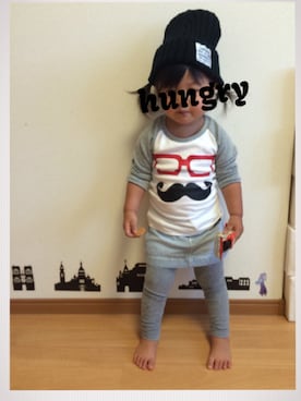 「スキップランド（スキップランド）のアイテム（帽子）」を使った、hungry caterpillar♡さん（キッズ・80cm）の秋コーディネート