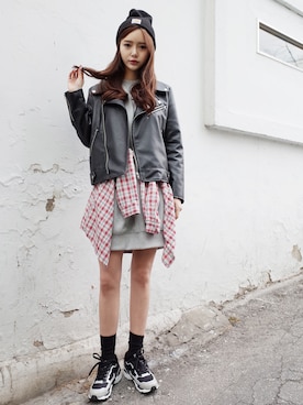 「アイテム（ライダースジャケット）」を使った、GIRLS RULEさん（レディース・165cm・10代）の冬コーディネート