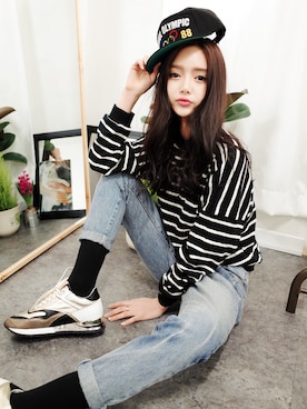 「ボーイフレンドデニム」｜GIRLS RULEさん（レディース・165cm）の冬コーディネート