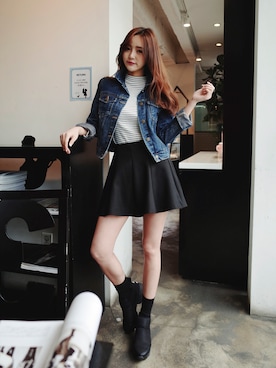 「アイテム（デニムジャケット）」を使った、GIRLS RULEさん（レディース・165cm・10代）の冬コーディネート