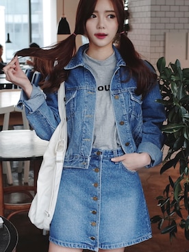 「アイテム（デニムスカート）」を使った、GIRLS RULEさん（レディース・165cm・10代）の冬コーディネート