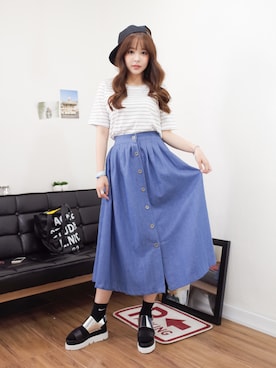 「アイテム（デニムスカート）」を使った、GIRLS RULEさん（レディース・160cm・10代）の夏コーディネート