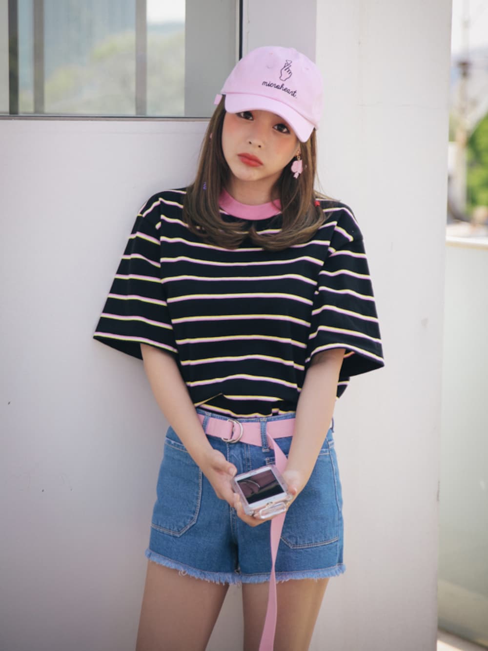 Tシャツ、デニム短パン S～2XL】ウェリンウォッシング裾カットデニムショートパンツ