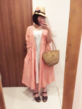 「TIDEWAY（タイドウェイ）のアイテム（サンダル）」を使った、natsuさん（レディース・158cm）の夏コーディネート