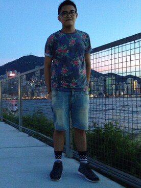 「Nike flyknit」｜「アイテム（Tシャツ/カットソー）」を使った、Anfield さん（メンズ・180cm）の夏コーディネート