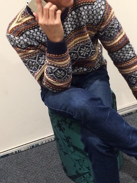 「Desigual（デシグアル）のアイテム（ニット/セーター）」を使った、Ace_Officialさん（メンズ・180cm）の冬コーディネート