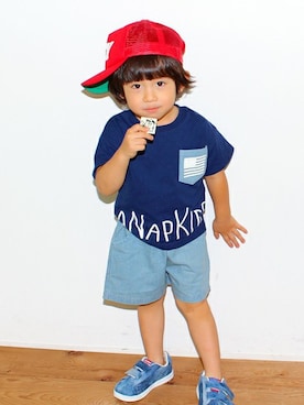 「フリルトップス」｜ANAP KIDS Officialさん（キッズ・110cm）の夏コーディネート
