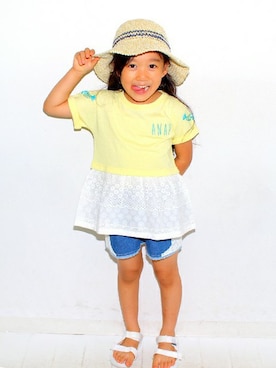 「sandals」｜ANAP KIDS Officialさん（キッズ・110cm）の夏コーディネート