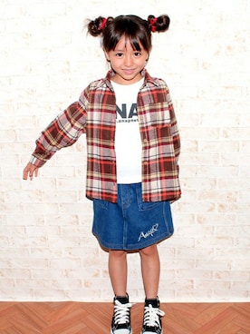 「ぽっちゃり、スキニーデニム」｜ANAP KIDS Officialさん（キッズ・110cm）の秋コーディネート