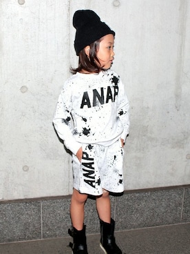 「stripes」｜ANAP KIDS Officialさん（キッズ・110cm）の秋コーディネート