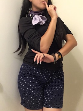 「Hang Tenのアイテム（その他パンツ、ブルー系）」を使った、パーティさん（レディース）の夏コーディネート