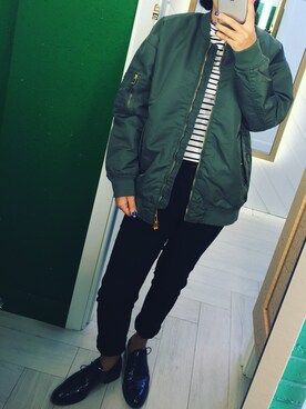 「PULL&BEAR（プルアンドベア）のアイテム（ライダースジャケット）」を使った、Colaさん（レディース・161cm）の秋コーディネート