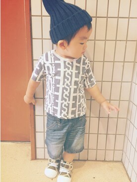 「DIESEL KIDS」｜「アイテム（ニットキャップ/ビーニー）」を使った、shu.oさん（キッズ・80cm）の秋コーディネート