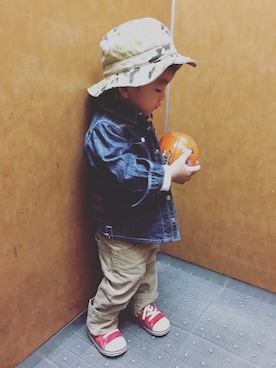 「🎃👻のアイテム（Others、オレンジ系）」を使った、shu.oさん（キッズ・80cm）の秋コーディネート
