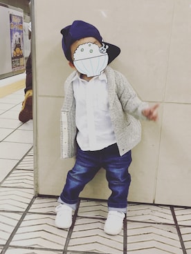 「BOBSON（ボブソン）のアイテム（デニムパンツ）」を使った、shu.oさん（キッズ・80cm）の秋コーディネート