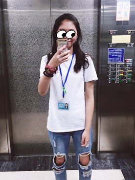 「UNDER PEACE（アンダーピース）のアイテム」を使った、迪三さん（レディース・167cm）の夏コーディネート