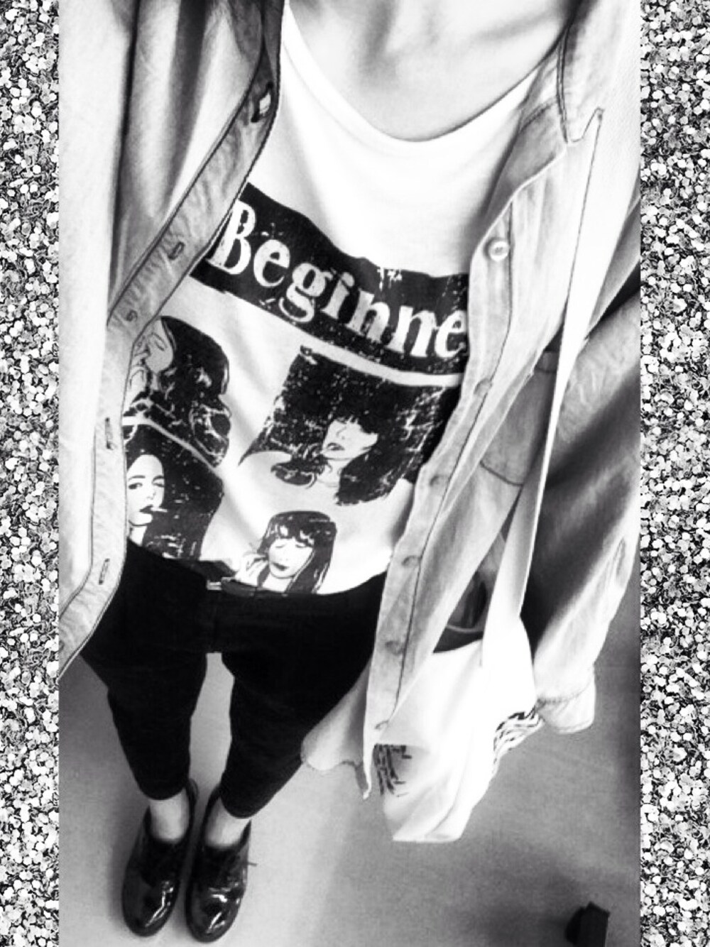 「#SLY、#AmericanAparel、#moussy、#coordinate、#SLYLANG、#casual、#ootd、#simple」｜「SLY LANGのプラットフォームエナメルシューズ（その他シューズ、ブラック系）」を使った、m’さん（レディース・162cm）の夏コーディネートの1枚目の写真