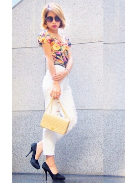 「DRIES VAN NOTEN（ドリスヴァンノッテン）のアイテム（シューズ）」を使った、Akaneさん（レディース・163cm）の夏コーディネート