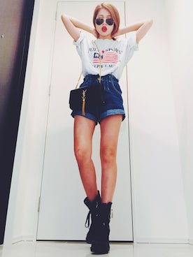「Saint Laurent（サンローラン）のアイテム（バッグ）」を使った、Akaneさん（レディース・163cm）の夏コーディネート