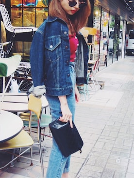 「アイテム（キャミソール、レッド系）」を使った、Akaneさん（レディース・163cm）の夏コーディネート