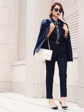 「Yves Saint Laurent（イヴサンローラン）のアイテム（ジャケット/アウター）」を使った、Akaneさん（レディース・163cm）の秋コーディネート