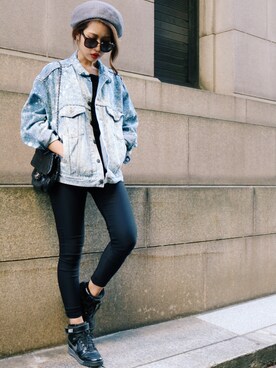 「chanel」｜「アイテム（ハンチング/ベレー帽）」を使った、Akaneさん（レディース・163cm）の冬コーディネート