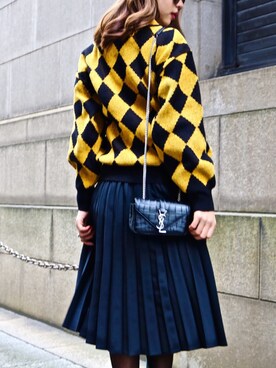 「Saint Laurent（サンローラン）のアイテム（バッグ）」を使った、Akaneさん（レディース・163cm）の冬コーディネート