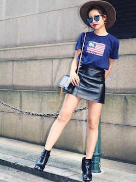 「H&M（エイチ・アンド・エム）のアイテム（スカート）」を使った、Akaneさん（レディース・163cm）の春コーディネート