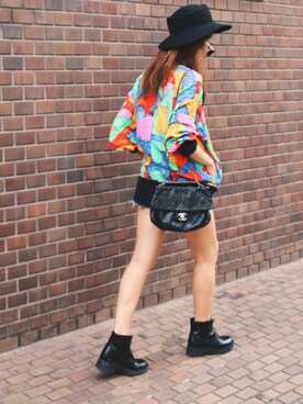 「chanel」｜「アイテム（ブルゾン）」を使った、Akaneさん（レディース・163cm）の秋コーディネート