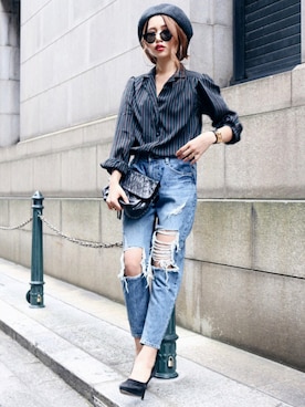 「DRIES VAN NOTEN（ドリスヴァンノッテン）のアイテム（シューズ）」を使った、Akaneさん（レディース・163cm）の秋コーディネート
