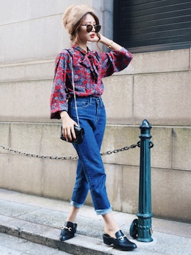 「Saint Laurent（サンローラン）のアイテム（バッグ）」を使った、Akaneさん（レディース・163cm）の秋コーディネート