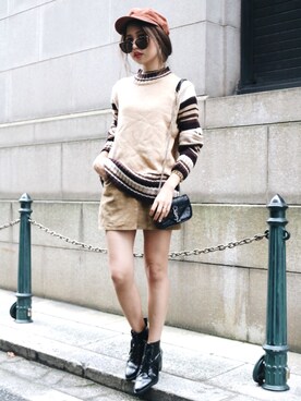 「NINE（ナイン）のアイテム」を使った、Akaneさん（レディース・163cm）の秋コーディネート
