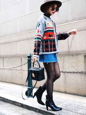 「rag & bone（ラグアンドボーン）のアイテム（帽子）」を使った、Akaneさん（レディース・163cm）の冬コーディネート