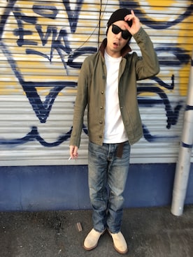 「AZUL by moussy（アズールバイマウジー）のアイテム（ニットキャップ/ビーニー）」を使った、Riddimさん（メンズ・168cm）の秋コーディネート