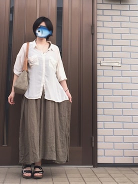 「夏秋ミックス」｜「アイテム（ワンピース）」を使った、uoᗦ↞◃さん（レディース・157cm）の秋コーディネート