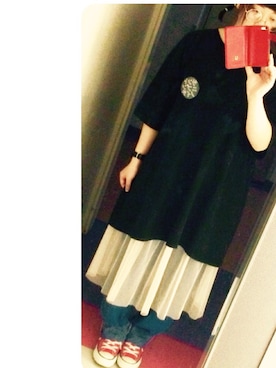 「缶バッチ」｜「アイテム（その他）」を使った、あおいさん（レディース・157cm）の秋コーディネート
