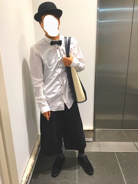 「H&M（エイチ・アンド・エム）のアイテム（蝶ネクタイ）」を使った、patrick starさん（メンズ・173cm）の秋コーディネート