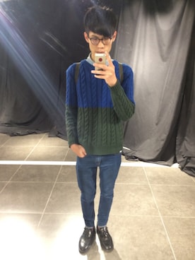 「DEMARCOLAB（デマルコラブ）のアイテム（トップス）」を使った、桂さん（メンズ・181cm）の冬コーディネート