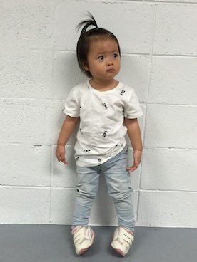 「LOVFEE（ラッフィ）のアイテム」を使った、林婷微さん（キッズ・90cm）の春コーディネート
