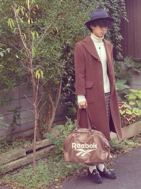 「COMME CA DU MODE（コムサデモード）のアイテム（チェスターコート）」を使った、sora.さん（メンズ・170cm）の秋コーディネート