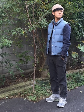 「アイテム（ニットキャップ/ビーニー）」を使った、sora.さん（メンズ・170cm）の冬コーディネート