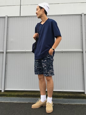 「Steven Alan（スティーブンアラン）のアイテム（ニットキャップ/ビーニー）」を使った、Keisuke Osukaさん（メンズ・176cm）の夏コーディネート