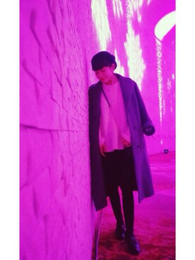 「ALLEGE（アレッジ）のアイテム（その他アウター）」を使った、百冨友香理さん（レディース・160cm）の冬コーディネート