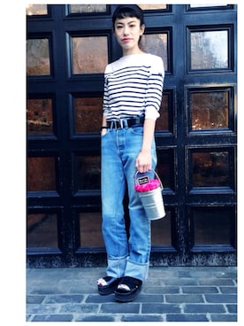 「Onyva（オニヴァ）のアイテム」を使った、百冨友香理さん（レディース・160cm）の春コーディネート