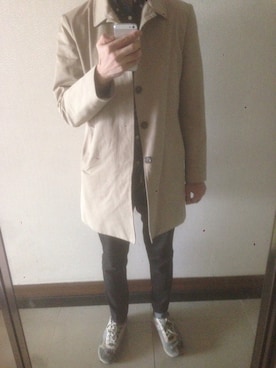 「アイテム（トレンチコート、ゴールド系）」を使った、선호さん（メンズ・176cm）の春コーディネート