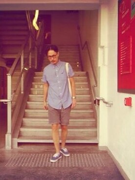 「アイテム（モカシン/デッキシューズ）」を使った、jayさん（メンズ・185cm）の秋コーディネート