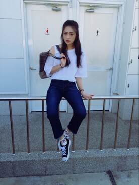 「CONVERSE（コンバース）のCONVERSE コンバース ジャック パーセル / JACK PURCEL（スニーカー）」を使った、顏顏さん（レディース・168cm）の夏コーディネート