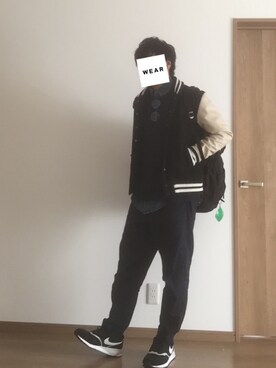 「Right-on」｜「アイテム（スタジャン）」を使った、佐藤航輝さん（メンズ・169cm）の冬コーディネート
